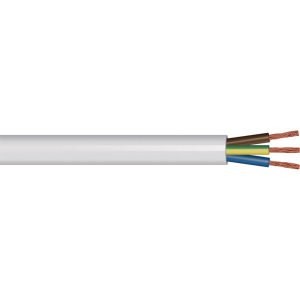 3183Y 0.75mm PVC Flexible Cable White Three Core