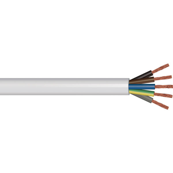 3185Y 0.75mm PVC Flexible Cable 5 Core White