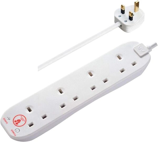 4m 4 Gang White Surge Protector With Power & Surge Neon Indicators -  SRG44